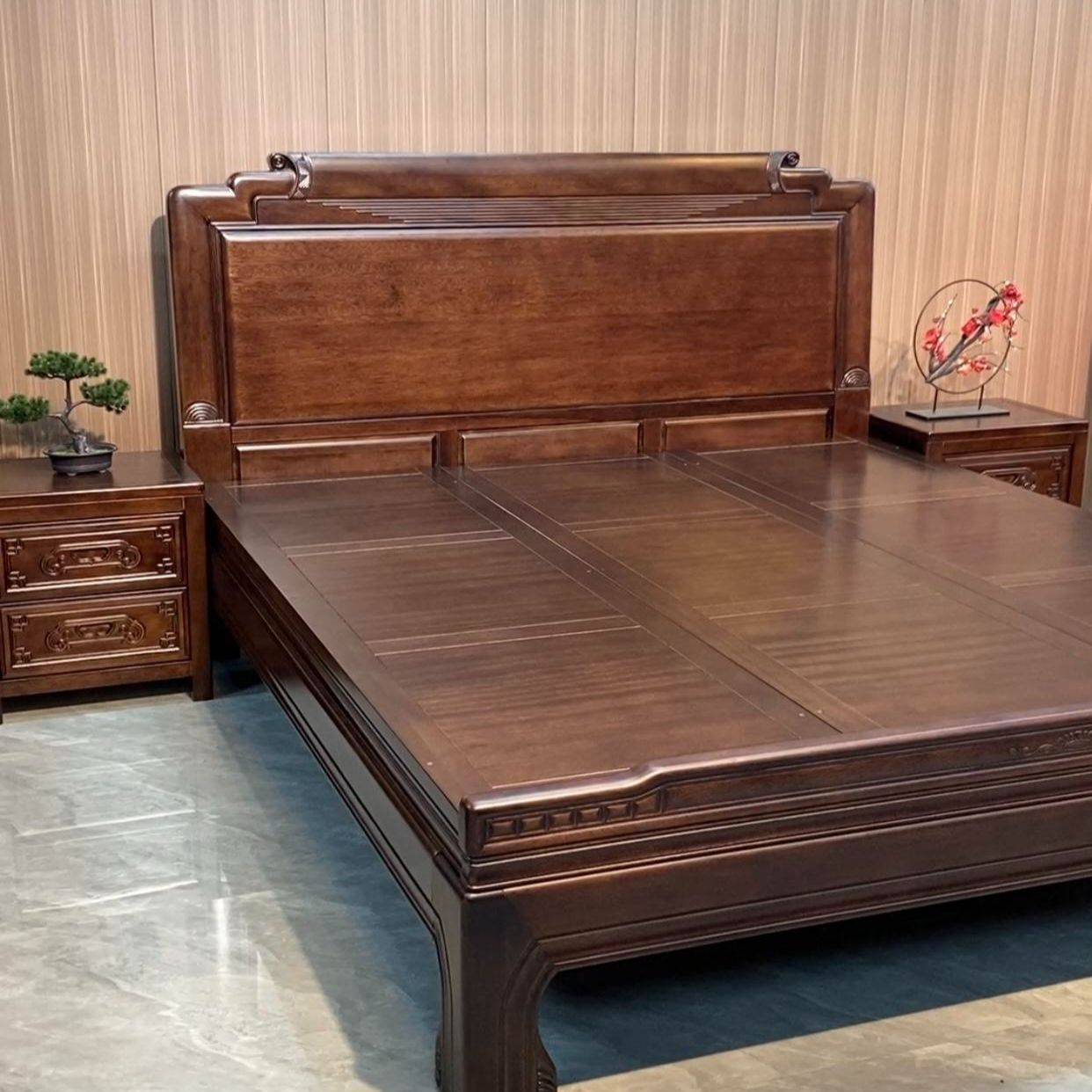 新款现货紫檀木全实木大床全榫卯结构明清古典雕花1.5实木床全实