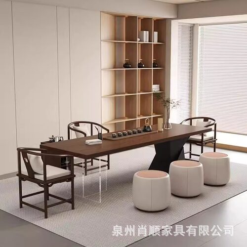 现代简约实木茶桌家用客厅接待会客洽谈轻奢泡茶桌办公室茶几茶台