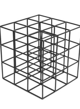 现代简约正方体网格铁艺摆件样板房客厅玄关电视柜酒柜家居装饰品