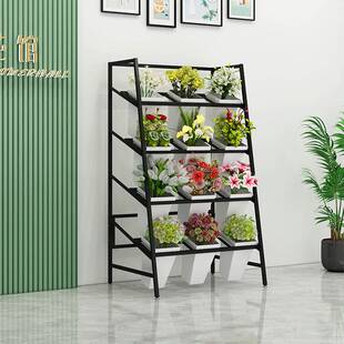 花店花架鲜花展示架铁艺梯形多层摆放架室内醒花桶置物架子花卉