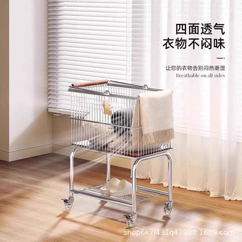 中古脏衣篮浴室双层衣服收纳篮卫生间移动洗衣篮脏衣篓推车置物架