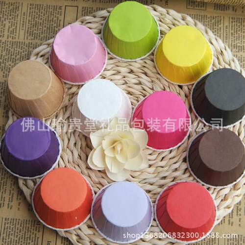 多色卷口杯蛋糕托 卷边马芬杯 纯色蛋糕纸杯 规格齐全