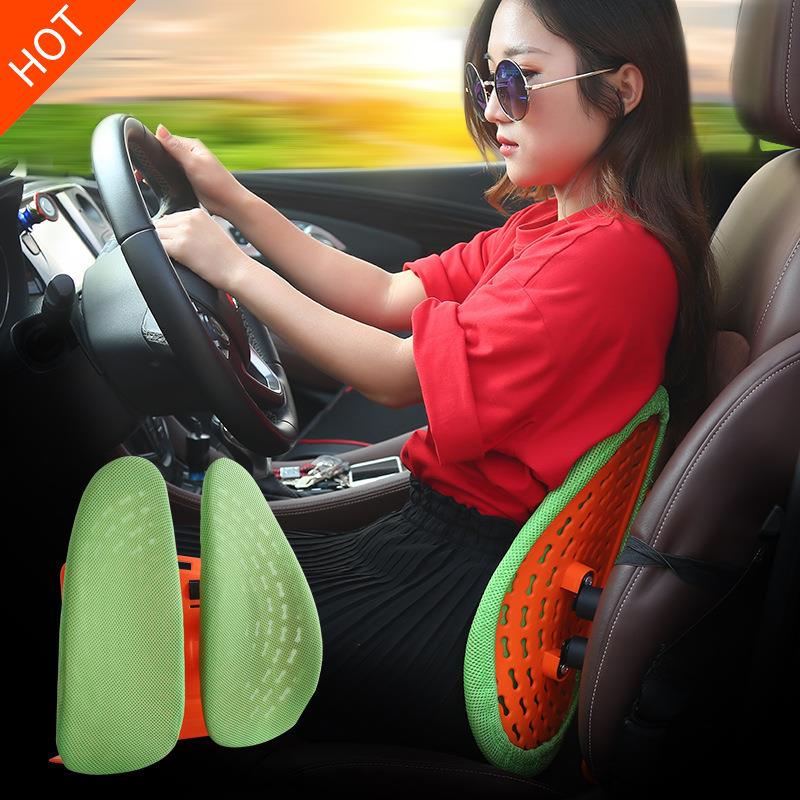 新款汽车双背腰靠垫夏季通风按摩腰靠护腰靠垫办公室座椅靠背腰托