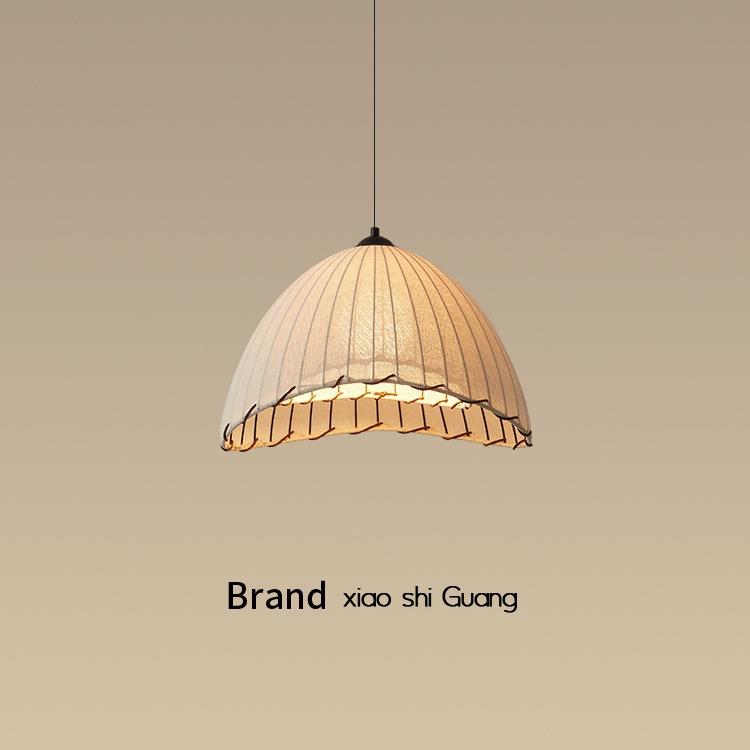 日式餐厅吊灯侘寂风复古餐桌灯设计师中古布艺北欧饭厅民宿卧室灯