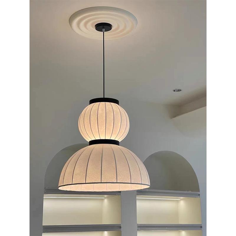 新中式禅意别墅客厅蚕丝吊灯复古诧寂风设计师民宿餐厅卧室书房灯