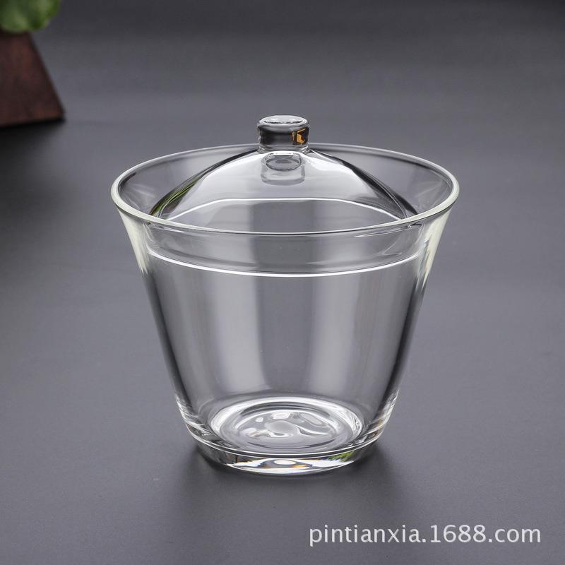 美人披肩日式职人 手工透明耐热玻璃 功夫泡茶盖碗茶具 盖碗小号