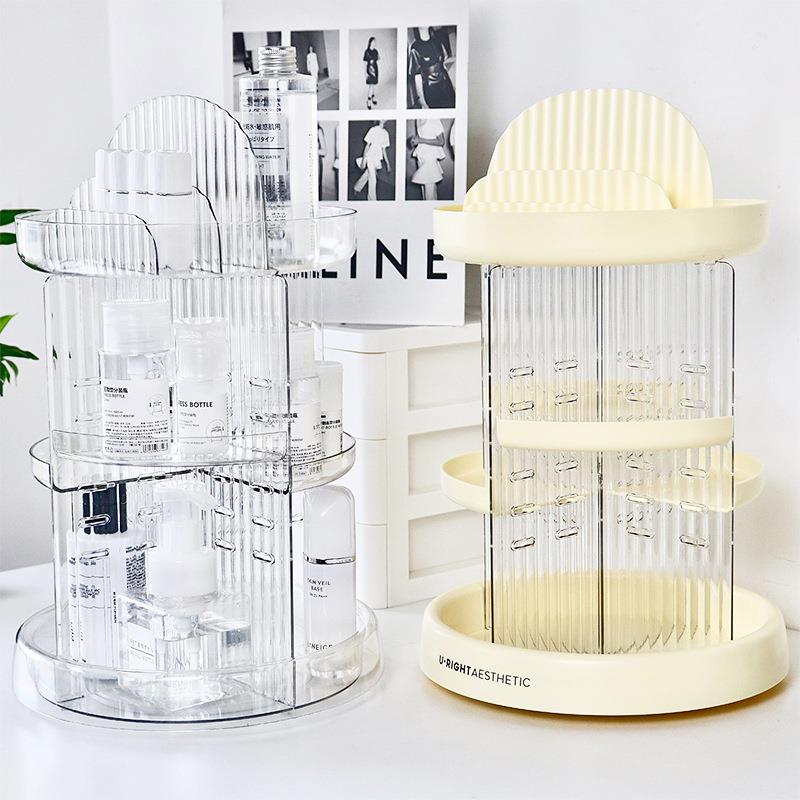 梳妆台化妆品收纳盒旋转桌面置物架透明亚克力化妆收纳架家用多层