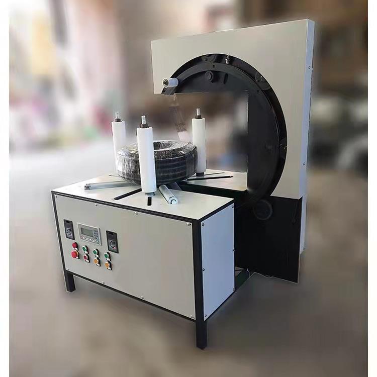 轮胎铝管环体缠绕膜机 铜圈电线缆缠膜打包机 卧式自动缠膜机