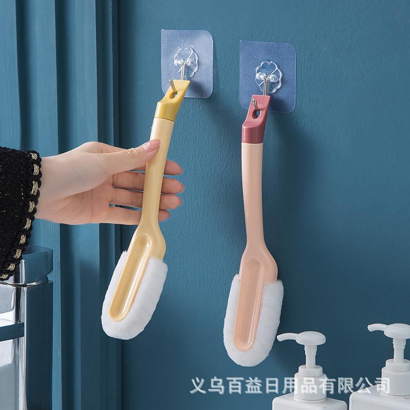 新款北欧色长柄小白鞋纤维鞋刷 去污软毛 家用不伤鞋起泡清洁鞋刷