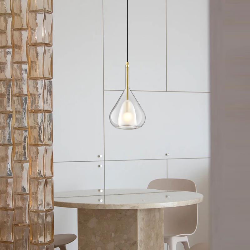 现代极简餐厅卧室书房酒店楼梯前台设计师北欧风玻璃吧台床头吊灯