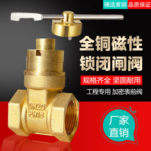水表前加密安全磁性锁闸阀 自来水管防盗开关带锁铜阀门4分6分1寸
