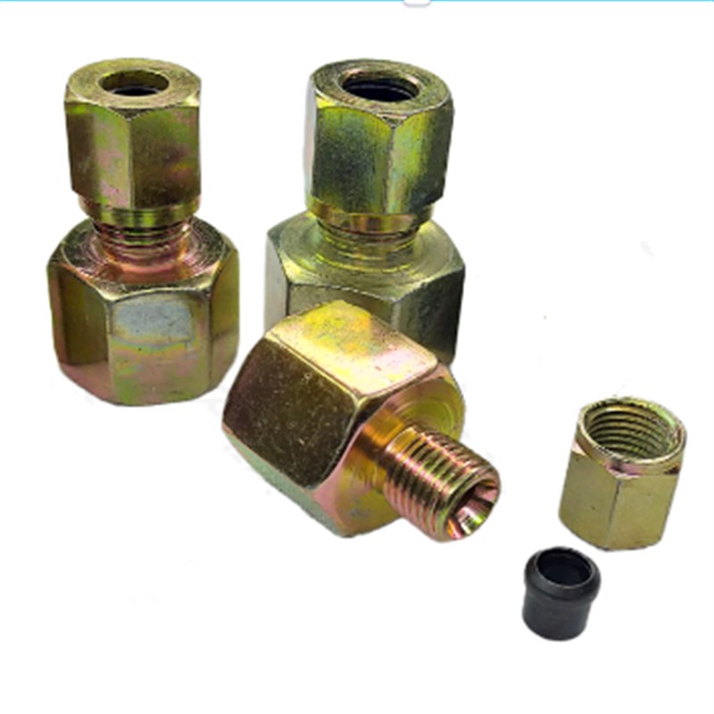 液压油管压力表接头卡套扩口式内丝1/4M14/20/22*1.5卡6 8内外牙