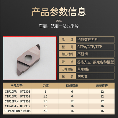 CTP10/15/20FR走心机刀片切槽切断刀片 不锈钢斜口切断刀片