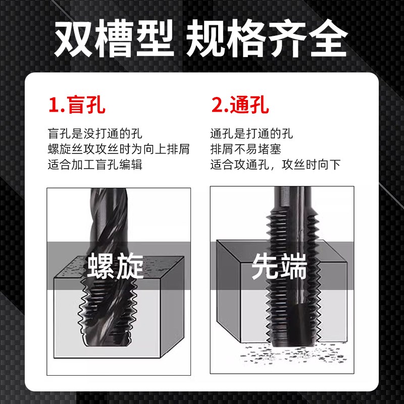 克利夫兰双黑双蓝环先端直槽螺旋丝攻M2M3M4M5M6M8不锈钢机用丝锥