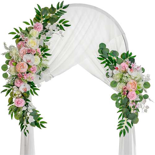 仿真花门楣花婚礼装饰花家居环插画玫绢饰花壁挂货源瑰跨境YMX003