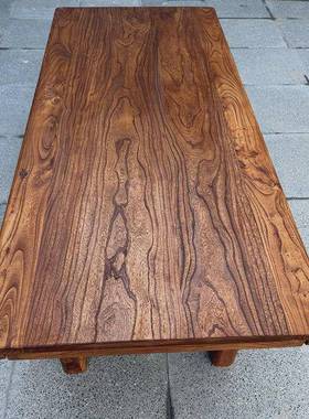 老实木榆茶桌餐桌复古长桌原木木吧台办公简约书桌OGJ民宿茶台门