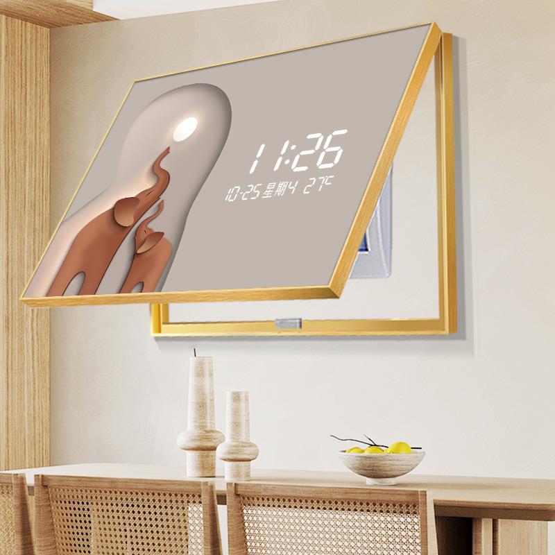 孔现奢代轻表箱装饰画电子钟大象餐厅配电箱遮电挡空开箱免打XYXY