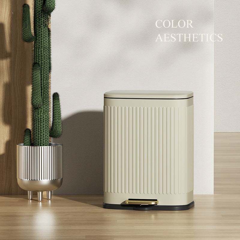 不锈钢垃圾桶大号客厅带盖脚踩脚踏式方形收纳盒静音设计大容量