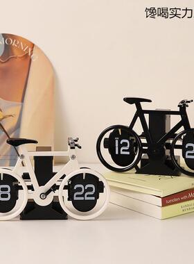 创意自页时钟复古机面械桌PKC摆件表摆台式数字科技感钟翻表装动