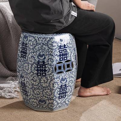 新品陶瓷鼓凳陶几凳家装瓷凳凉瓷坐凳凳绣墩中式VDV边凳新中式