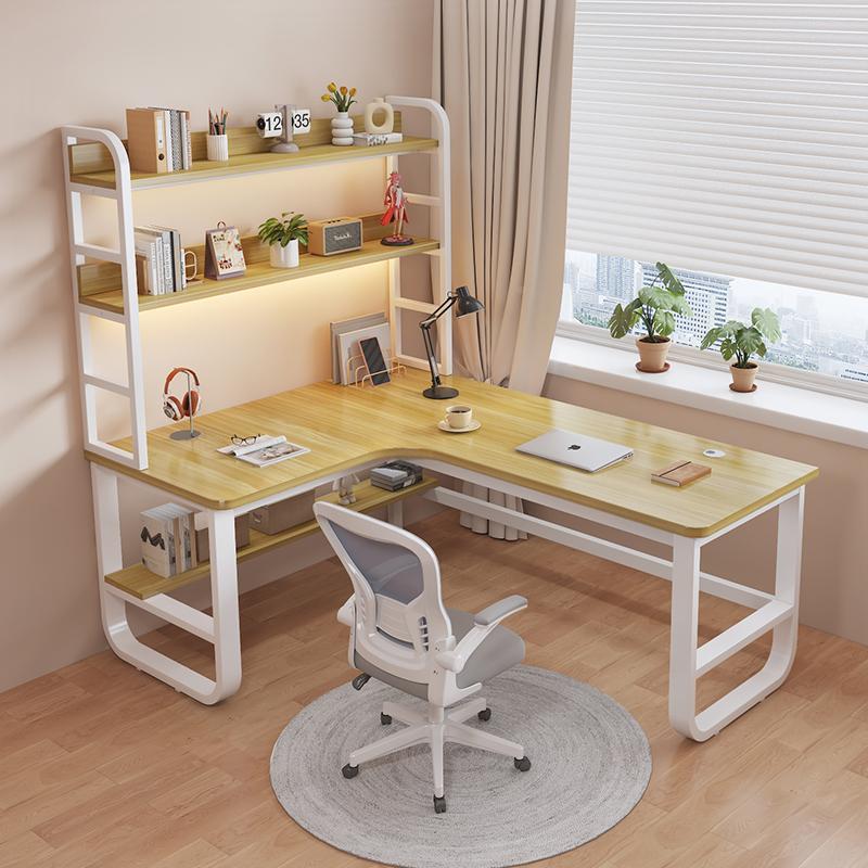 桌实木转20241107脑角电桌儿童卧室家用台式书架一体书双人电竞桌