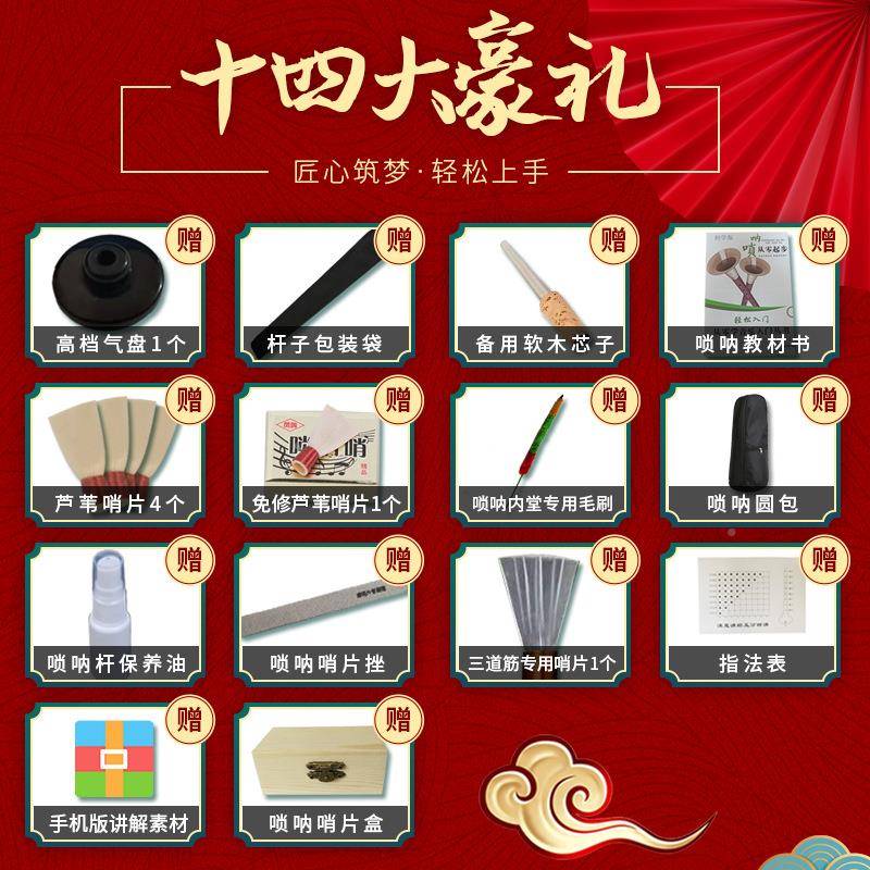 叭演奏级套唢呐初学者大叶檀唢木呐E全调SZT喇大小唢呐全套