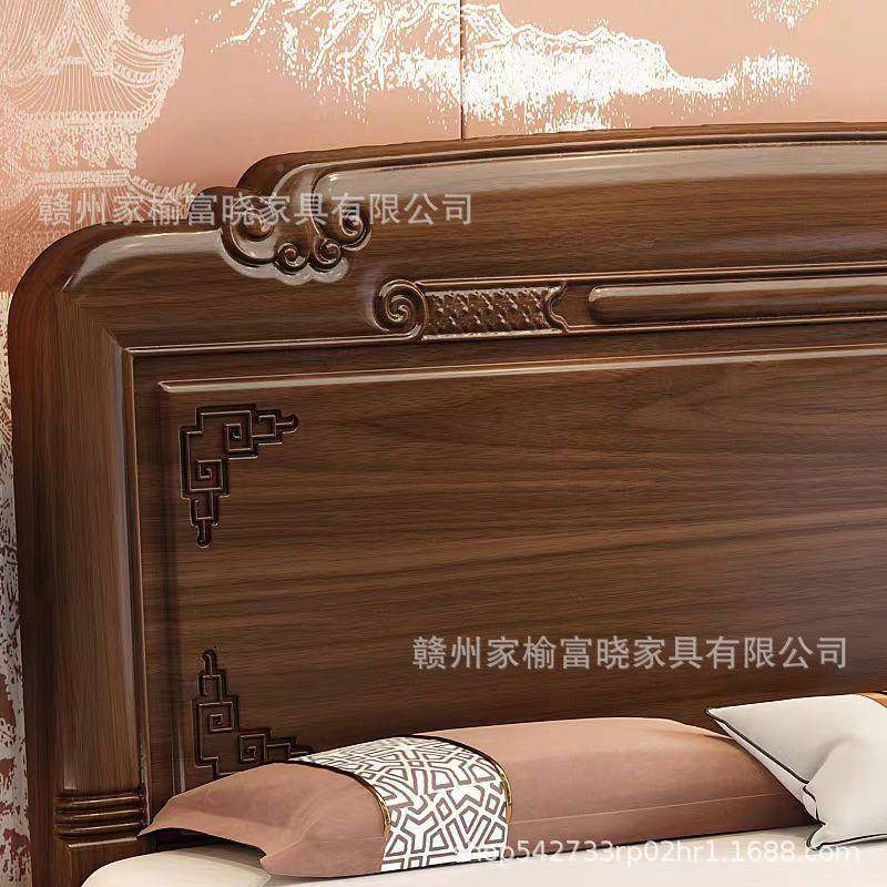 918#榫卯格木新中式全实木1清5米床中式明仿古雕花主卧室1..8米古
