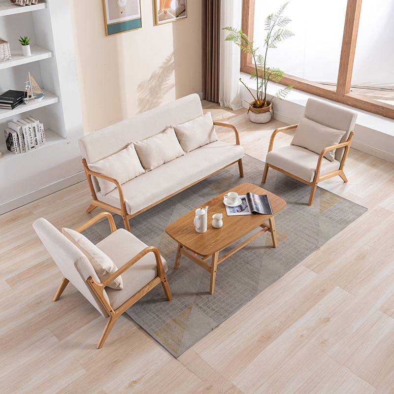 日式卧室阳台茶桌茶几组合单人小沙发小户型客厅实木懒人双人椅子