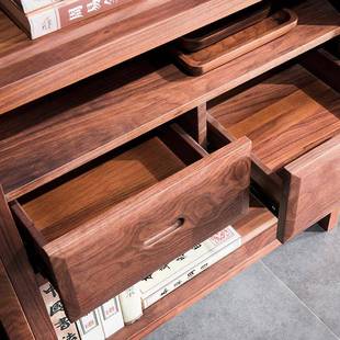 美FKA书黑胡桃木博古木架新中北式实架家用书房客厅隔断展示柜置