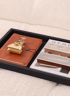 新中式RQX样板间皮质长方形托盘店酒客房桌茶面厅几杂物收客纳盘