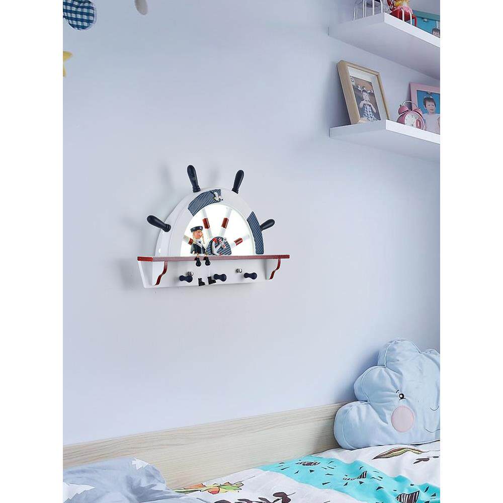 地中海儿童房灯床壁头灯创意灯具男孩挂卧室装道饰过卡通壁56船舵