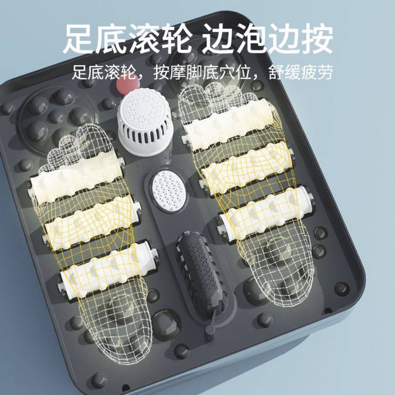 代发集采践程 家用折叠足浴盆V711 按摩洗脚盆电动加热恒温足疗泡