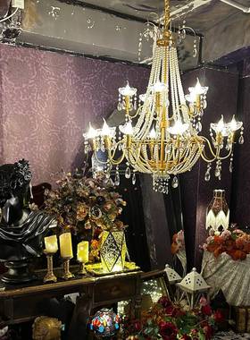 法式晶客厅吊灯灯美轻奢别墅卧室灯个性63748创式意大水厅灯简约