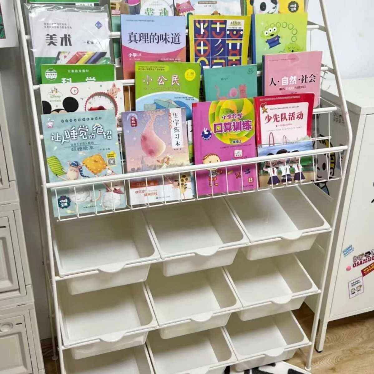 F$ph(b*$?儿童书架绘架理玩具收纳本地架宝宝书柜家用落文具整收