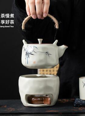 米单黄汝茶壶家用fh-85264大号提梁壶茶具陶瓷手绘壶青窑花瓷泡茶