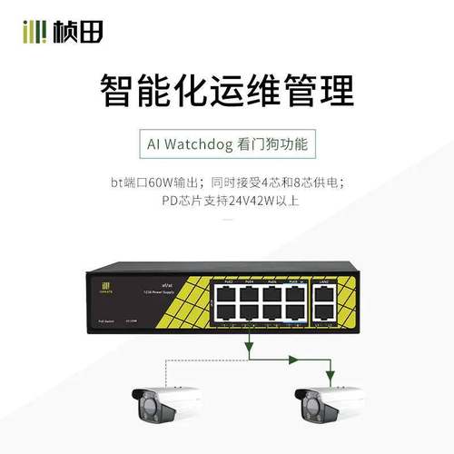 桢田P9828V6 10口标准PoE交换机智能供电交换机百兆上联 兼容海康