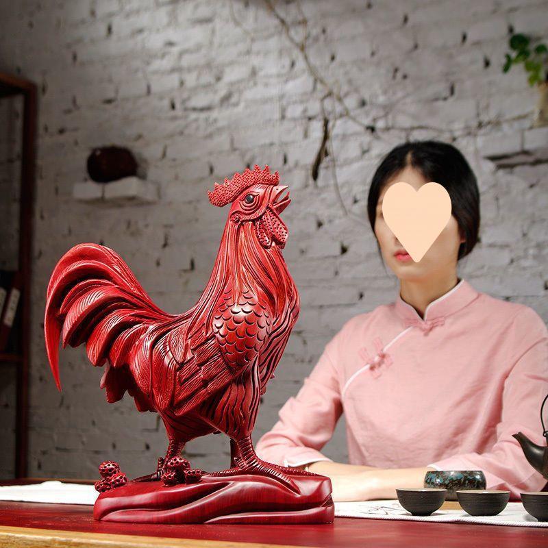 木物雕大公鸡摆动件花梨实木木雕刻十二生肖鸡家居黑檀工艺65品跨