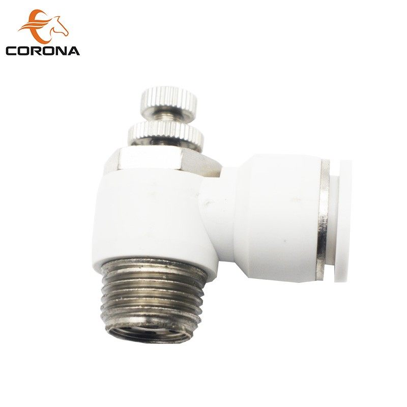 气动白色节流阀气缸气管接头调节阀SL4 6 8 10 12 16MM螺纹5 3 4