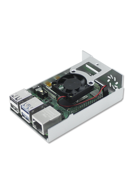 适用树莓派Pi 4代B型 铝合金散热外壳主板散热风扇配件镂空网格