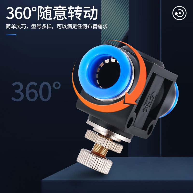 LSA管道限流节流阀气动气管快速快插接头调速调节LSA-4/6/8/10/12