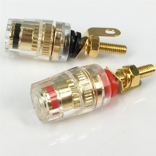 纯铜镀金功放音箱透明水晶接线柱喇叭接线端子香蕉插座(小号)单个