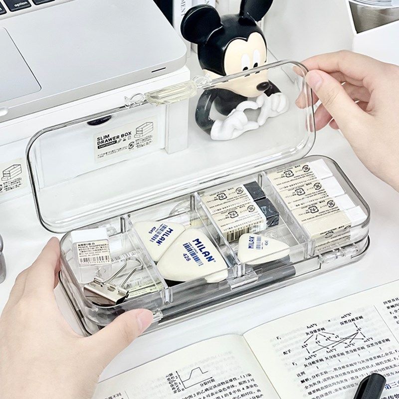 透明双层文具盒学生铅笔盒高级感日式笔袋收纳盒简约学霸同款ins,机械设备,矿山专用设备,淘宝优惠券,粉丝福利购,淘宝优惠卷