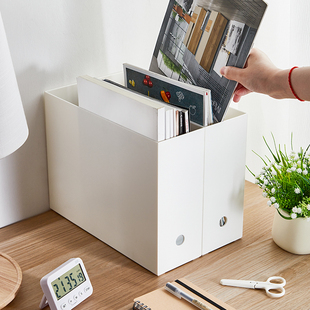 大容量日式文件收纳盒带轮桌面书本收纳箱窄高型夹缝整理盒置物架