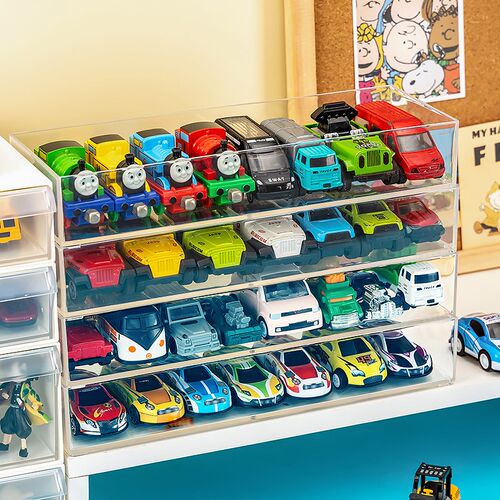 风火轮收纳盒合金小汽车模型TOMICA1:64儿童玩具多美卡透明展示架