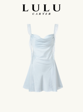 蓝色性感睡衣女2025新款高级感法式纯欲可外穿带胸垫吊带睡裙套装