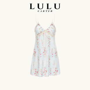 家居套装 2025年新款 性感纯欲睡衣深V带胸垫甜美印花冰丝睡裙大码