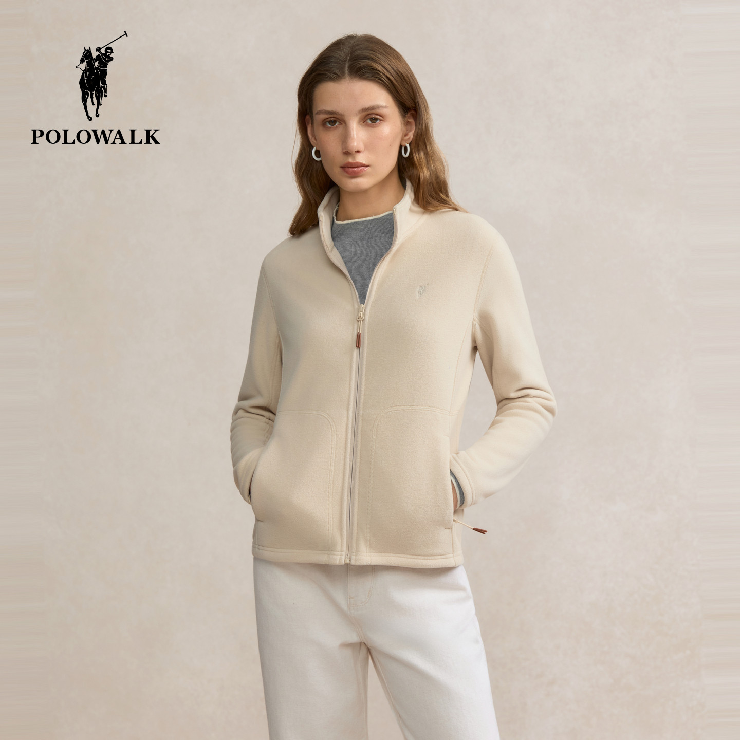 【特惠】POLOWALK女士外套2026春季新款摇粒绒外套抓绒女装立领