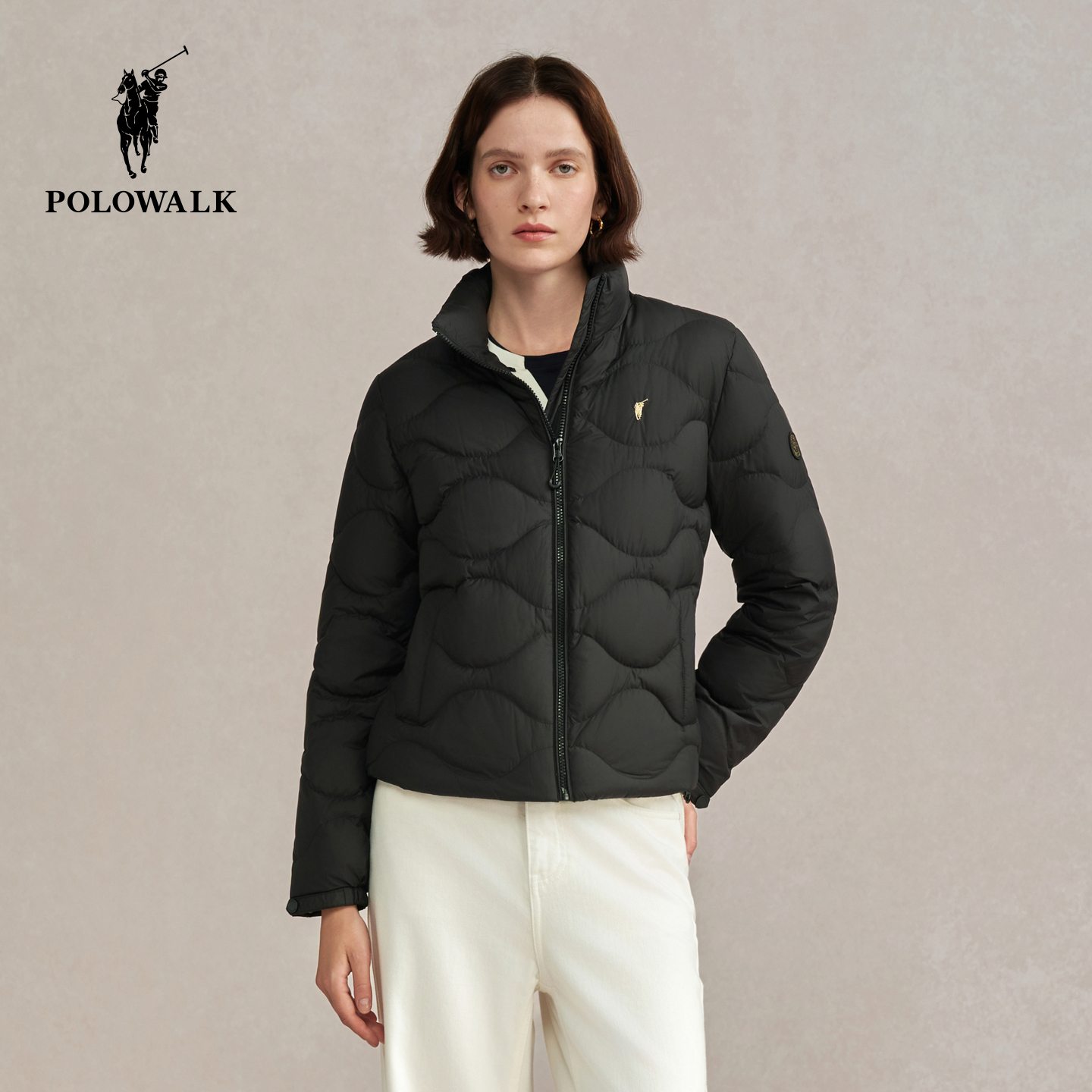 POLOWALK女士轻薄羽绒服立领短款