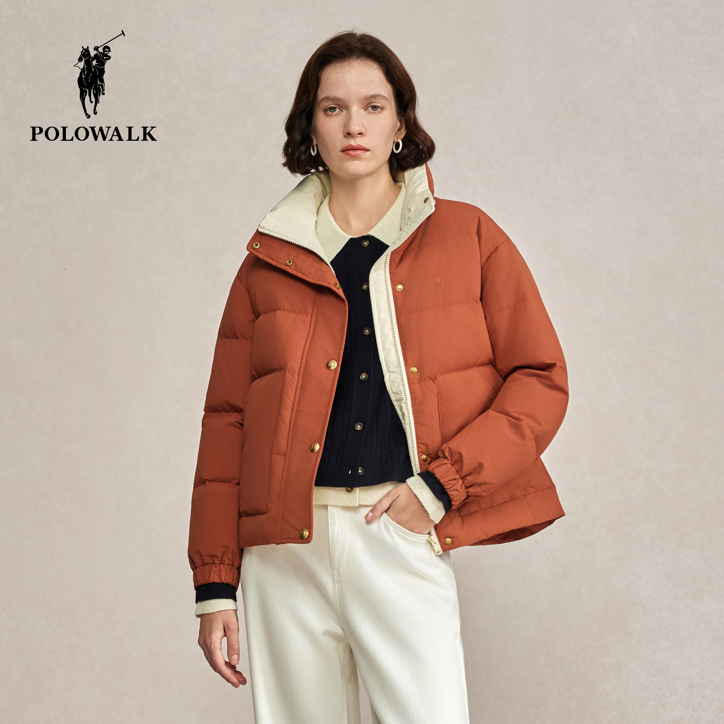 POLOWALK女士羽绒服厚款外套短款