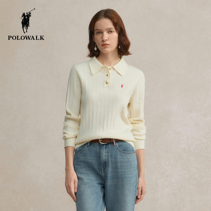 POLOWALK女装2026春季新款女士长袖针织衫通勤百搭pol